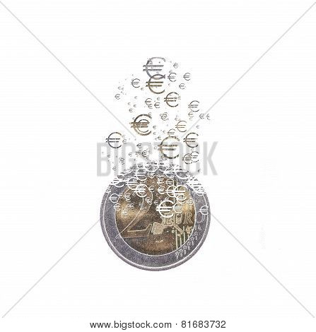 Euro Coin Dissolving As A Concept Of Economic Crysis