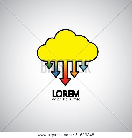 Vector Icon Data Cloud With Upload & Downlaod Process