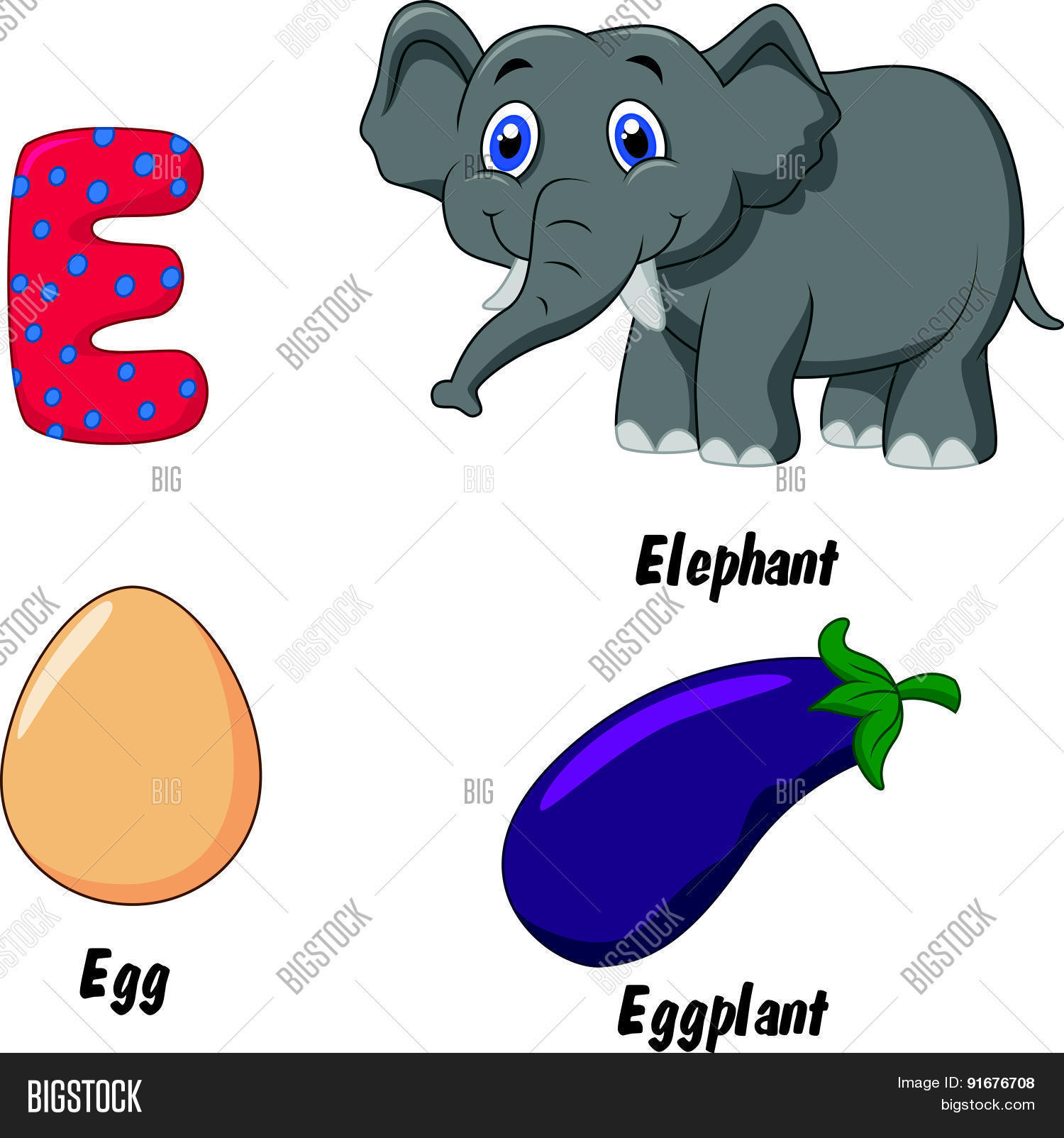 Cartoon E Alphabet Vector & Photo (Free Trial) Bigstock
