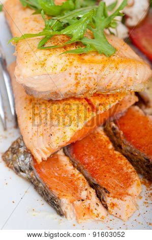 Grilled Samon Filet With Vegetables Salad