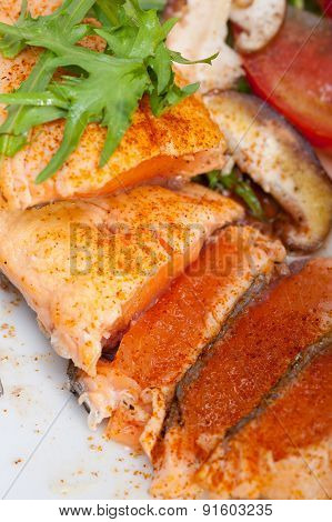 Grilled Samon Filet With Vegetables Salad