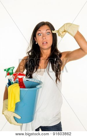 a young woman is annoyed that they have to do the housecleaning.