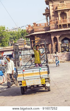 People On A Lorry At The Sadar Market At The Clocktower