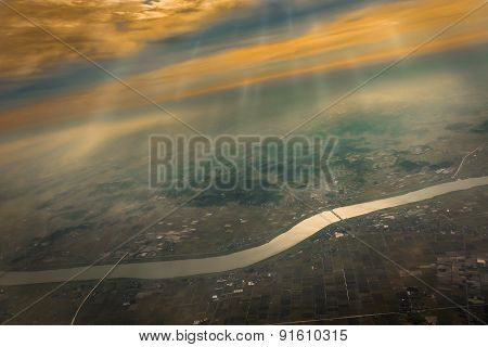 Aerial View of the Tone River