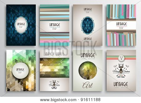 Vintage Styles brochure templates set with Labels. Vintage background to use as frames for advertising. Old dated look.