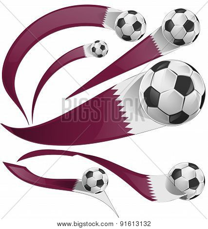 Qatar Flag Set With Soccer Ball