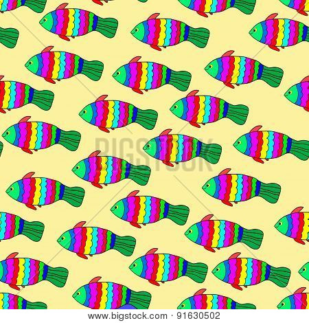 Multicolored fishes.