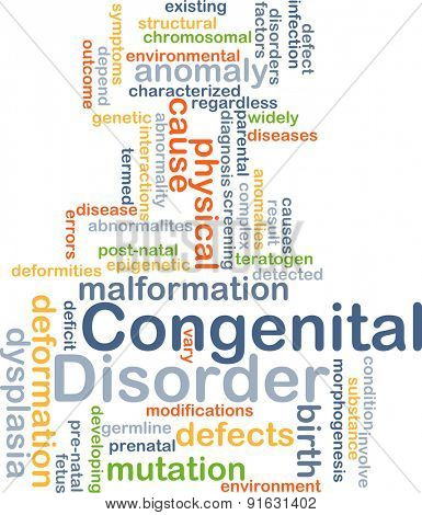 Background concept wordcloud illustration of congenital disorder