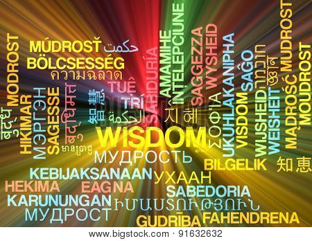 Background concept wordcloud multilanguage international many language illustration of wisdom glowing light