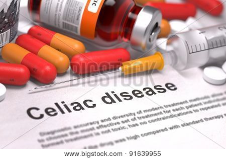 Diagnosis - Celiac Disease. Medical Concept. 3D Render.