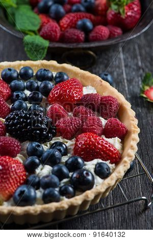 Homemade Tart With Fresh Berries Summer Fruit