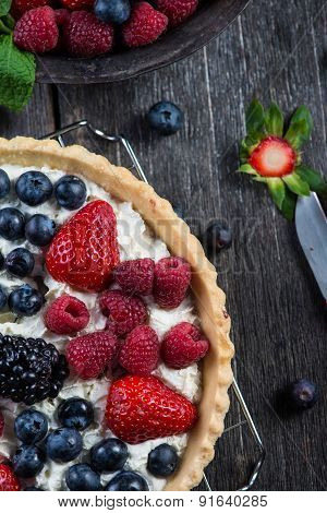 Homemade Tart With Fresh Berries Summer Fruit