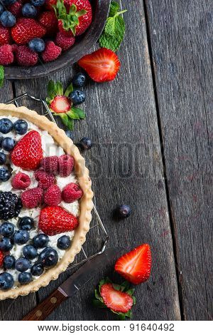 Homemade Tart With Fresh Berries Summer Fruit