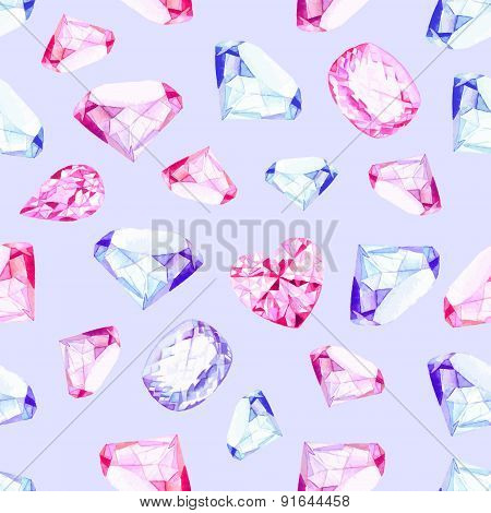 Delicate Precious Stones Seamless Vector Pattern