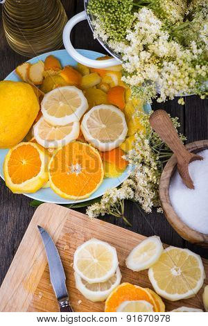 Preparation Of Homemade Elderflower Cordial