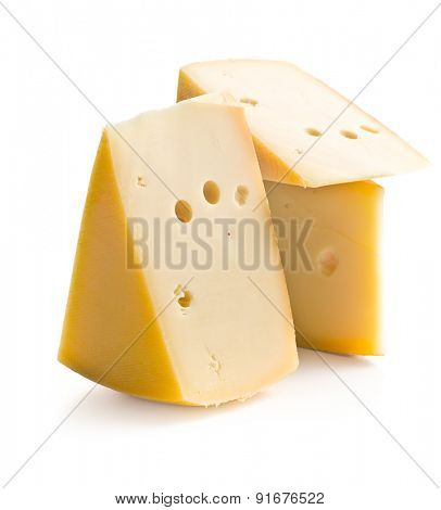 block of edam cheese on white background