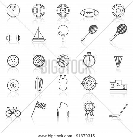 Sport Line Icons With Reflect On White