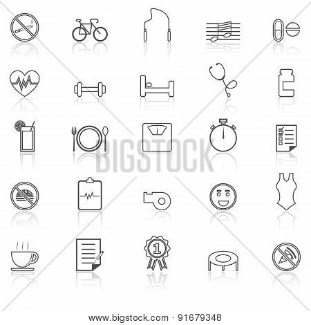 Wellness Line Icons With Reflect On White