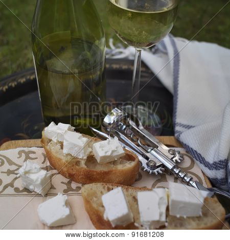 Wine Bottle At Picnic