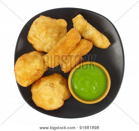 Dish Of Deep-fried Doughstick On White Background