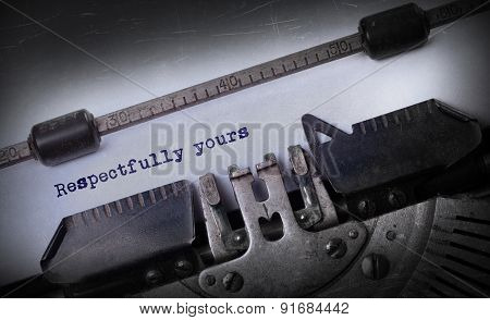 Vintage Inscription Made By Old Typewriter