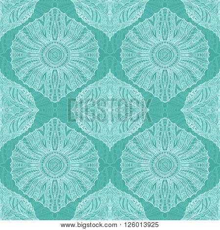 Seamless pattern in  Zen doodle or  Zen tangle  style light blue for wallpaper or for decorate package clothes  or different things