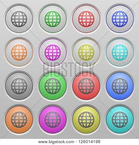 Set of globe plastic sunk spherical buttons.