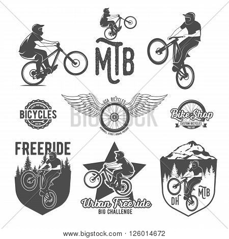 Set of vintage and modern bicycle shop logo badges and labels