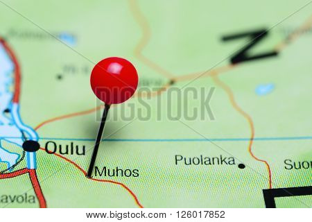 Muhos pinned on a map of Finland