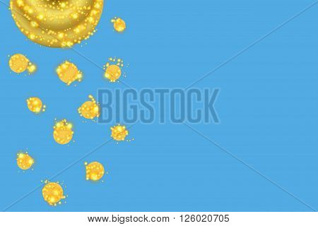 Illustration of a blue background with golden cicles