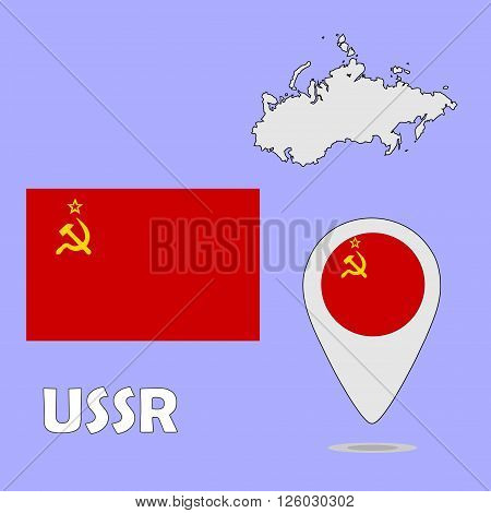 A pointer map and flag of USSR