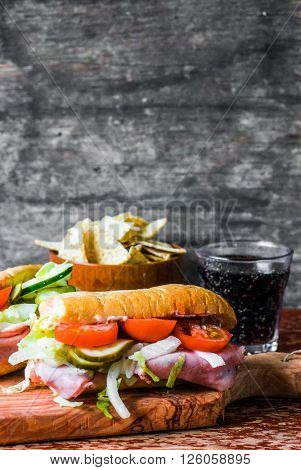 Italian Hoagie With Ham And Vegetables