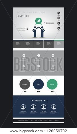 One Page Website Template with Business Theme Header Design