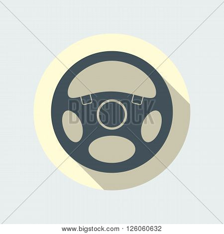 Car steering wheel vector icon flat symbol. Automobile steering wheel icon in flat style with long shadow. Auto steering wheel flat icon. Car steering wheel icon flat design element. EPS10 vector.