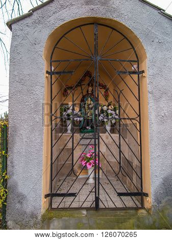 Czerna Poland November 22 2015 .: Wayside chapel in Czerna near Krakow in Poland