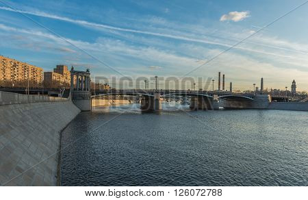 Moscow Russia - April 11 2016: Borodinsky bridge in Moscow.