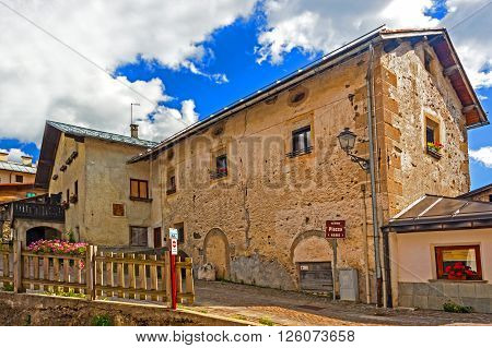 Colle Santa Lucia, Italy - September 6, 2012: Old house in the small town of Colle Santa Lucia along the Great Dolomite Road in Italian Alps