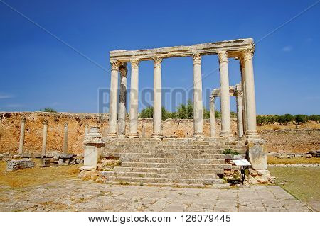 Dougga, roman ruins. Unesco World Heritage Site in Tunisia.