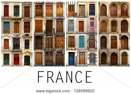 A collage of 4 different places in France presented in a white border with name Europe