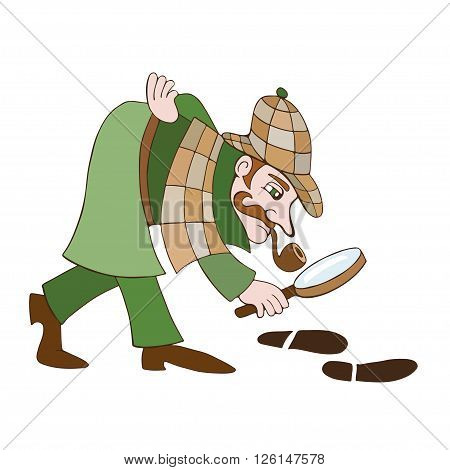 Detective Cartoon illustration of a detective on a white background