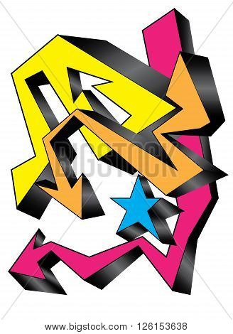 full color Graffiti background on isolated .