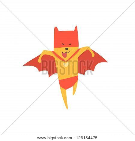 Super Hero Cat Running Flat Geometrical Design Cool  Vector Icon On White Background