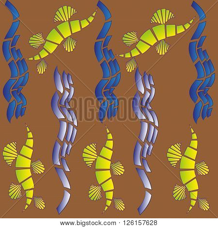 Image of the original abstract texture
Drawing on a brown background consists abstract objects of blue and yellow colors original performance texture can use as background for decoration and design