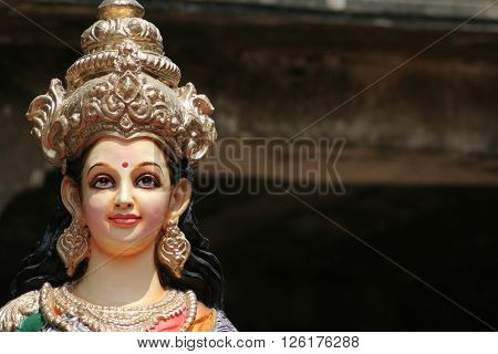 HYDERABAD,INDIA-APRIL 15:Idol of hindu goddess sita on lorry in procession on sri rama navami cebrations on April 15,2016 in Hyderabad,India.