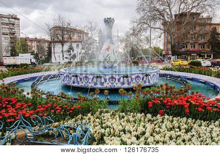 Kutahya, Turkey - April 10, 2016:  Symbol of Kutahya city vase statue in city center