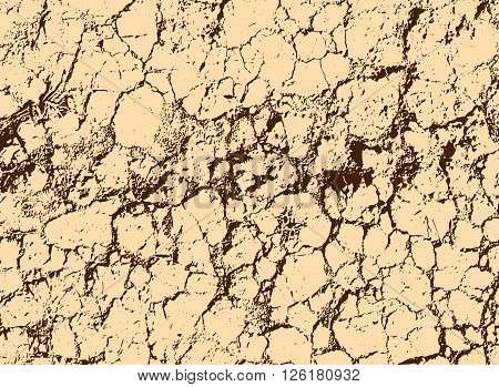 Vector Texture Of Yellow Withered Earth With Cracks. Vector Illustration