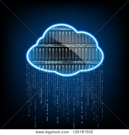 Cloud computing. Server for data storage. Abstract technology background. Stock vector illustration.