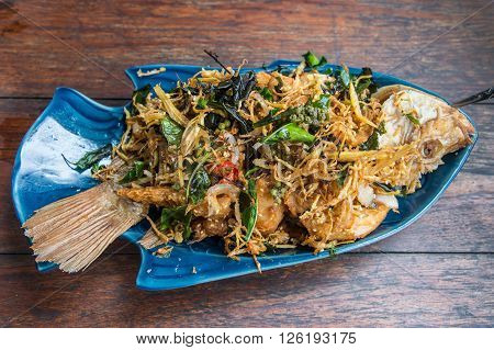 fired fish with fishsauce delicious thai food