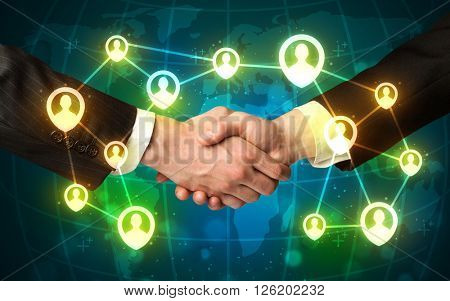 Business handshake, social netwok concept