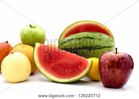 Different fruits. Mix fruits isolated on white background